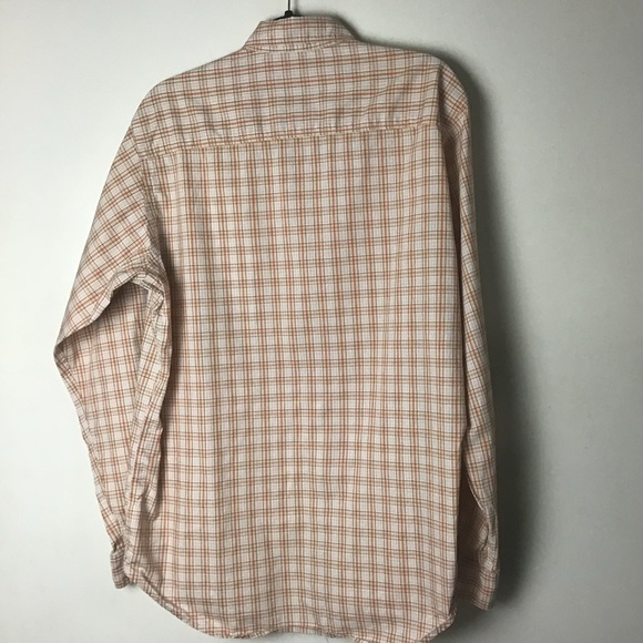Marlboro Classics orange/yellow plaid long sleeve button down shirt. Large - Picture 4 of 4